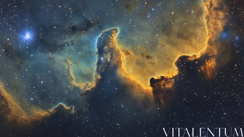 Cosmic nebula pillars glow against a star-filled deep sky.