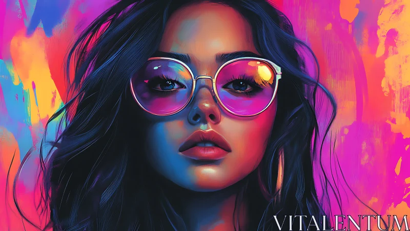 Neon-drenched muse rewrites twilight through prismed shades