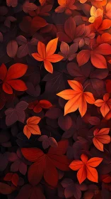 Layered crimson foliage rendered with high-contrast gradient lighting