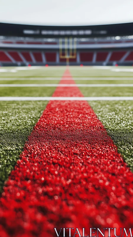 Low angle DOF study of synthetic turf football field center lane