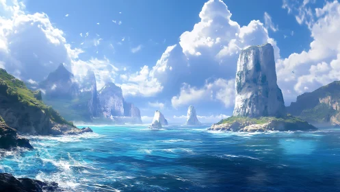 Majestic Island Towers Rise From Turquoise Waters