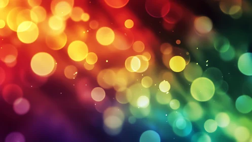 Glowing rainbow bokeh lights in a soft, dreamy swirl.