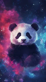 Cosmic nebula panda rendered as luminous digital portrait.