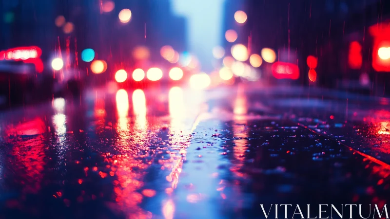 Neon city rain turning night streets into glowing rivers.