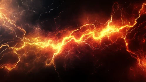 Electric Storm: Explosive Lightning Discharge Against Black.