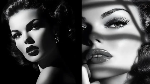Monochrome close-up portraits use directional high contrast lighting