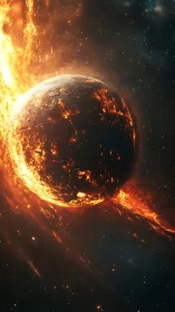 Molten twilight world drifting through a river of fire.