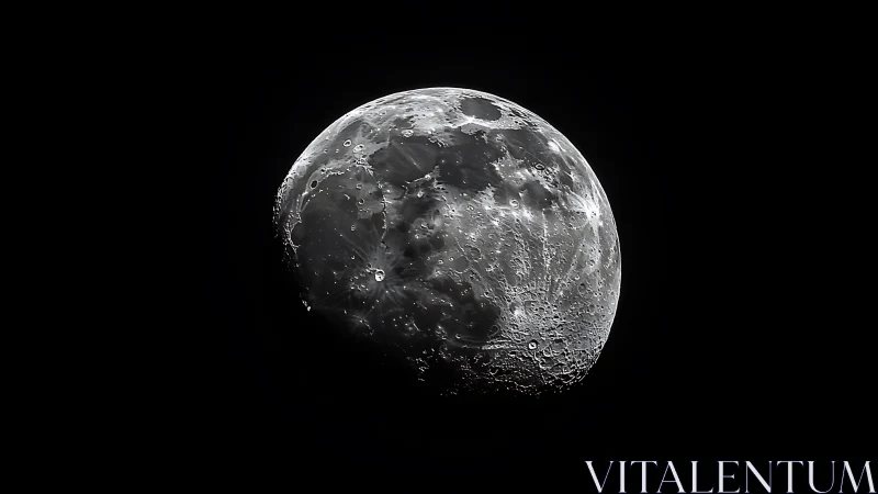 Detailed waxing gibbous moon with visible surface craters.
