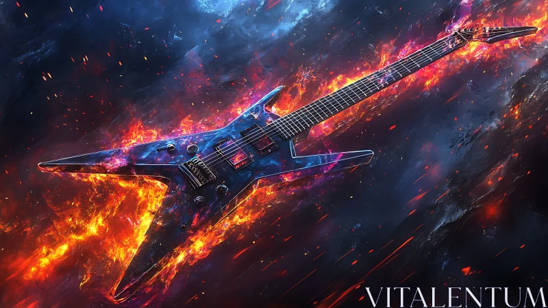 Stellar firestorm guitar shredding across a molten cosmos.