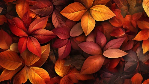 Layered autumn foliage pattern with warm gradient lighting
