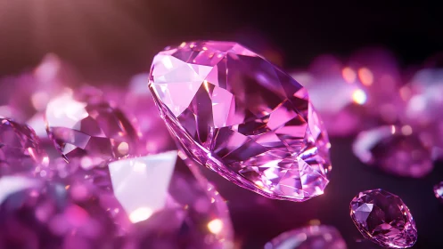 Rose prism royalty: luminous pink gemstones in starlit hush.