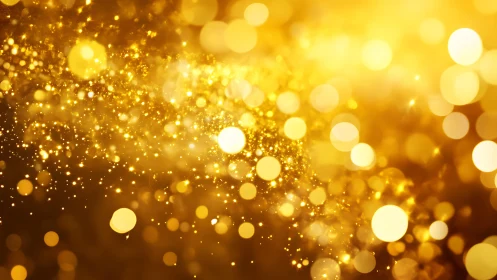 Glittering golden bokeh lights abstract background, festive style.