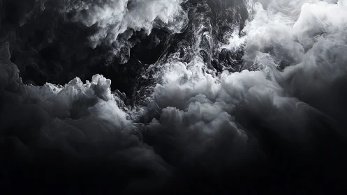 Velvety storm clouds swirling in a dreamy monochrome sky.