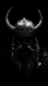 Horned Viking warrior portrait uses dramatic low-key lighting