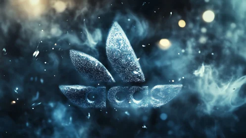 Icy particulate logo treatment renders a floating emblem