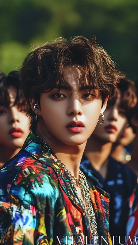 Digital portrait of styled youth amid shallow-depth crowd