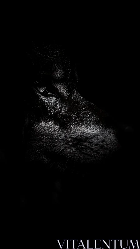 Low-key lupine profile with dramatic chiaroscuro lighting.