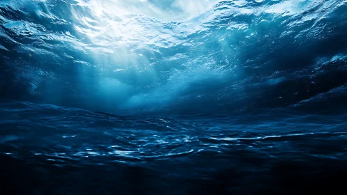 Sunlit ocean depths welcome you into calm blue silence