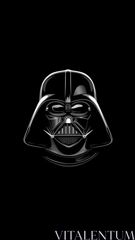 Glossy black sci‑fi respirator helmet on deep negative space