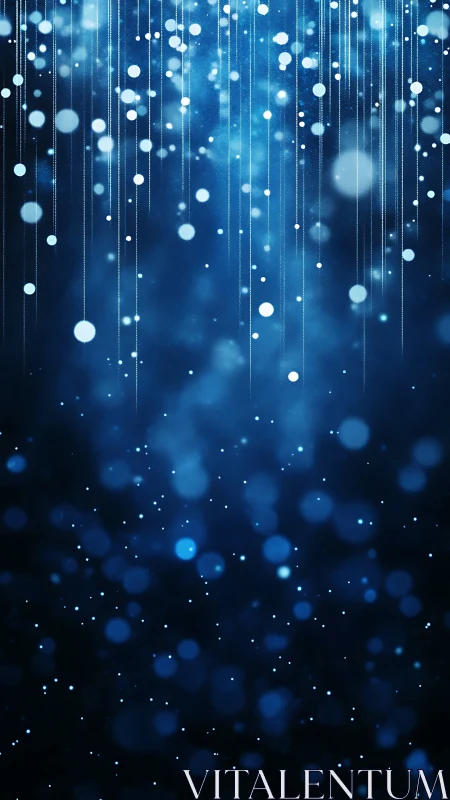 Starlit particles drift downward like digital winter snow