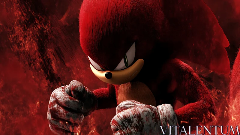 Red anthropomorphic echidna in dynamic combat pose.