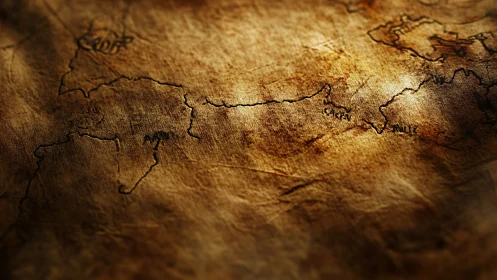 Ancient traveler’s coastlines glow on worn sepia parchment.