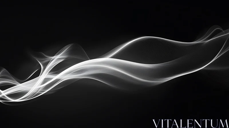 White luminous waveforms flow smoothly across black background