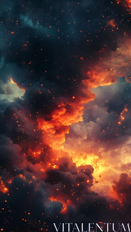 Cosmic Fire: Where Stars Dance with Burning Clouds.