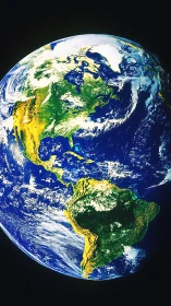 Vibrant Earth from orbit with glowing Americas detail.