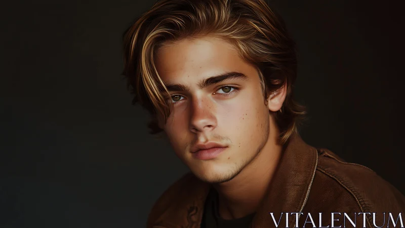 Young man portrait in soft light and neutral backdrop.