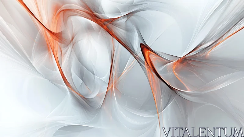 Abstract flowing lines in orange and gray digital art style.