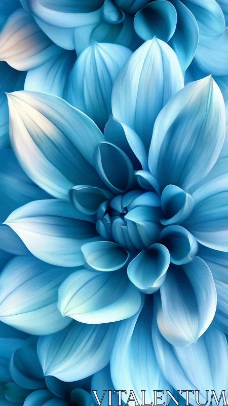 Blue Dahlia Bloom: Layered Petals in Monochromatic Radiance.