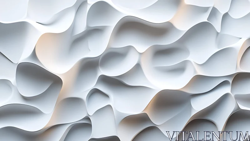 Fluid Abstract White 3D Wall Texture With Soft Lighting.