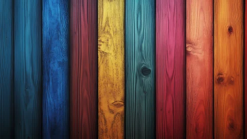 Richly painted wooden planks line up in a cozy rainbow row
