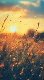 Golden dusk dancing through summer meadow grasses.