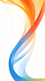 Curved orange and blue light ribbons flow across white space