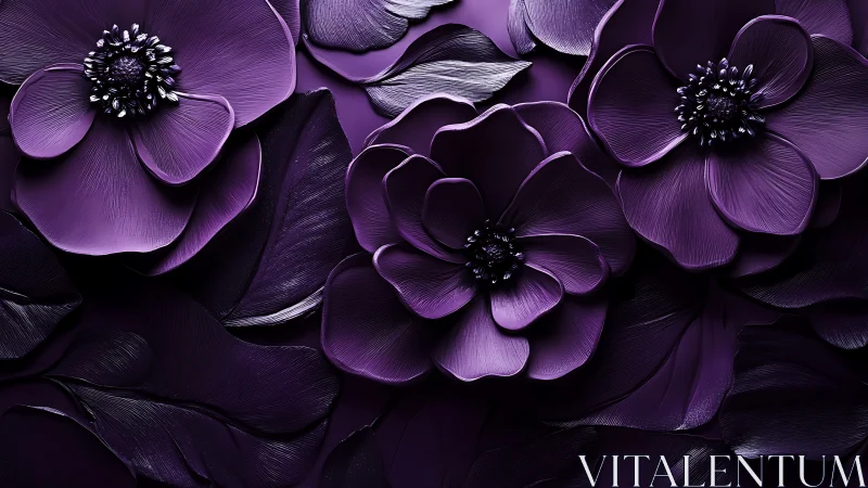 Velvet Blooms: Deep Purple Petals in Radiant Shadow.