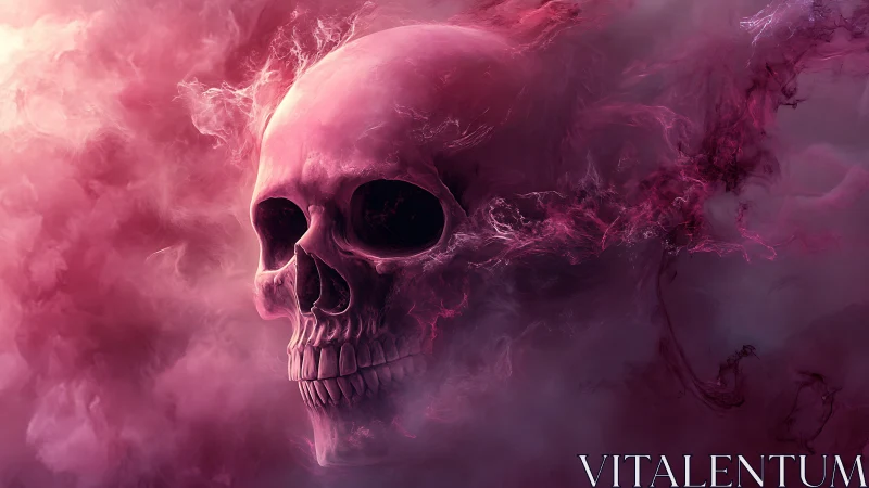 Volumetric pink skull enveloped in turbulent procedural nebula