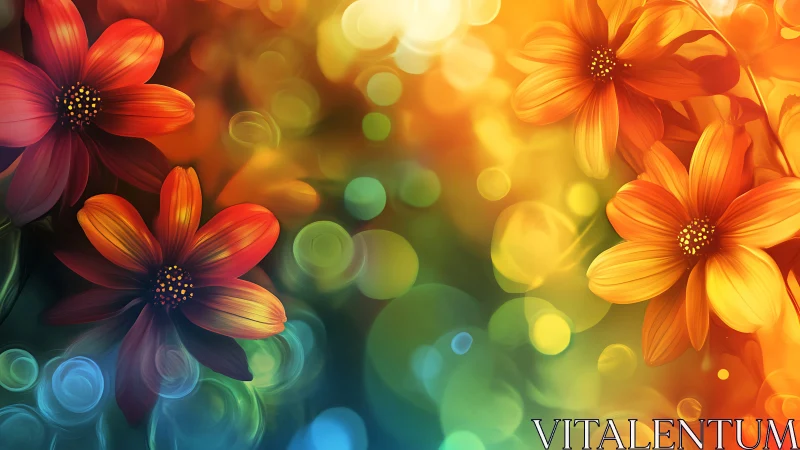 Cosmic Blooms Ignite: Where Petals Dance Through Prismatic Light.