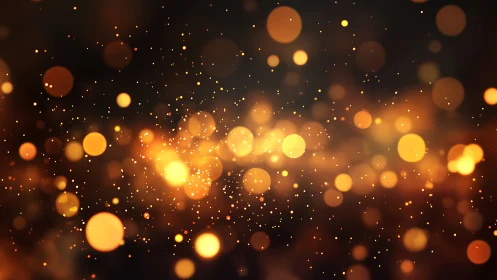 Golden sparkles drifting through a soft night glow.