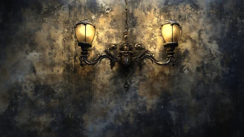 Twin vintage wall lamps trade whispers with a moody wall