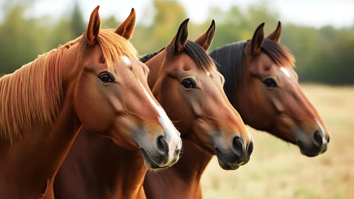 Three pasture princes align their curious copper crowns