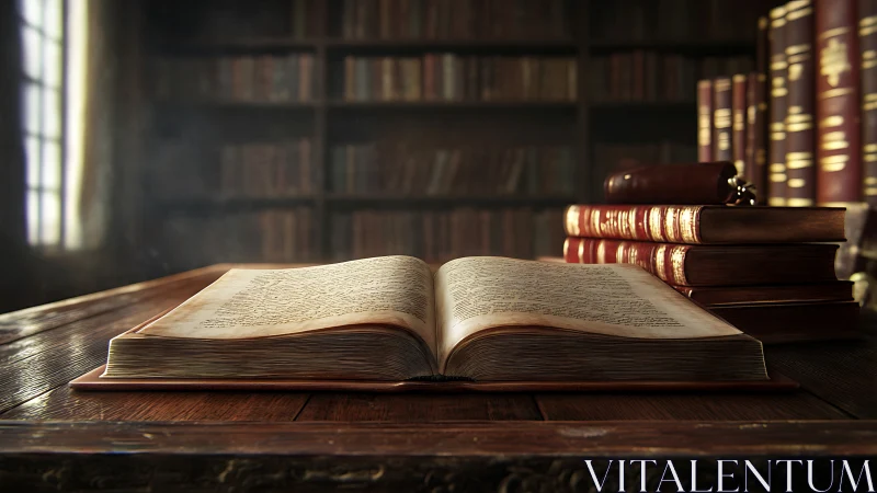 Golden afternoon light over a well loved library book.