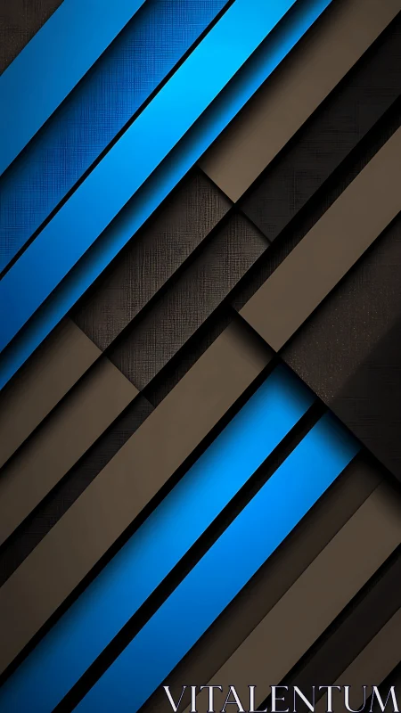 Electric cobalt bands crossing matte graphite plains.