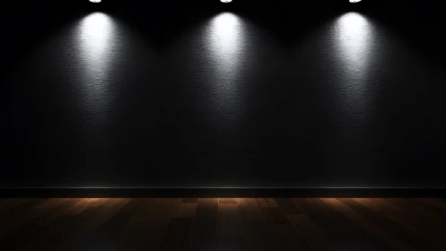 Gallery wall under four spotlights illustrates controlled illumination