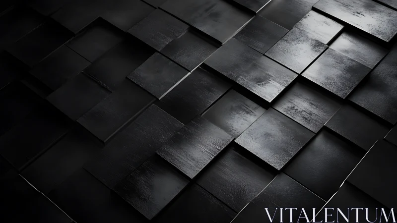 Soft shadows over stacked black tiles in quiet motion.