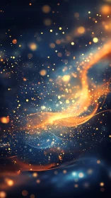 Golden stardust drifting through deep midnight blues.