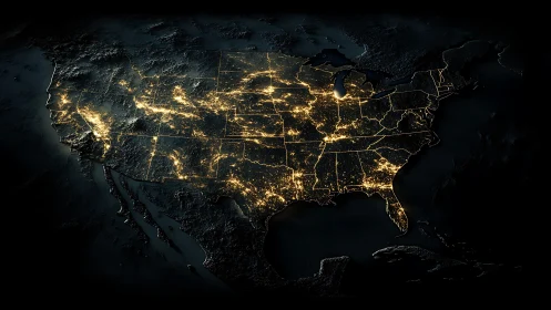 Nightbound United States glows like a wired constellation map