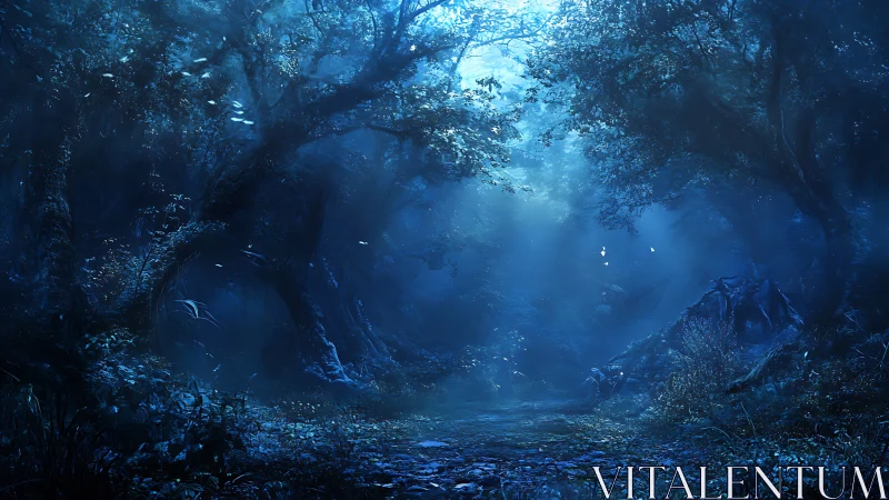 Bioluminescent Underwater Forest Cavern with Volumetric Light Simulation