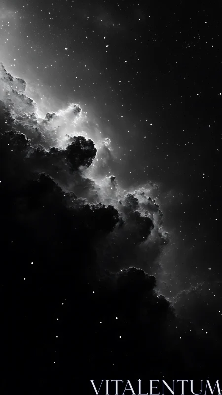 Nebula storm curls into a star-salted monochrome void.